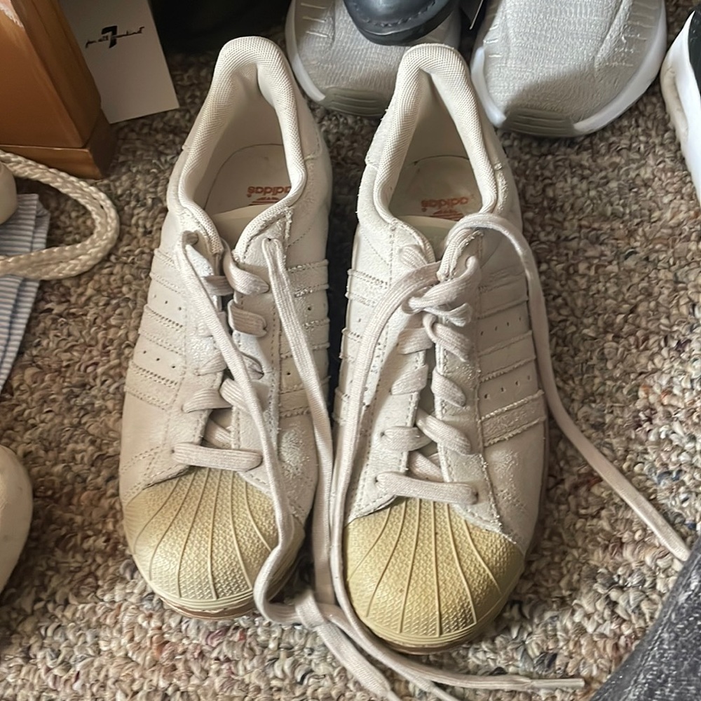 Adidas superstar rose gold sole sneakers